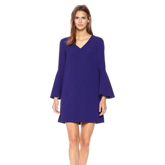 Tahari by Arthur Levine Bell Sleeve Shift V Neck - Picture 2 of 9